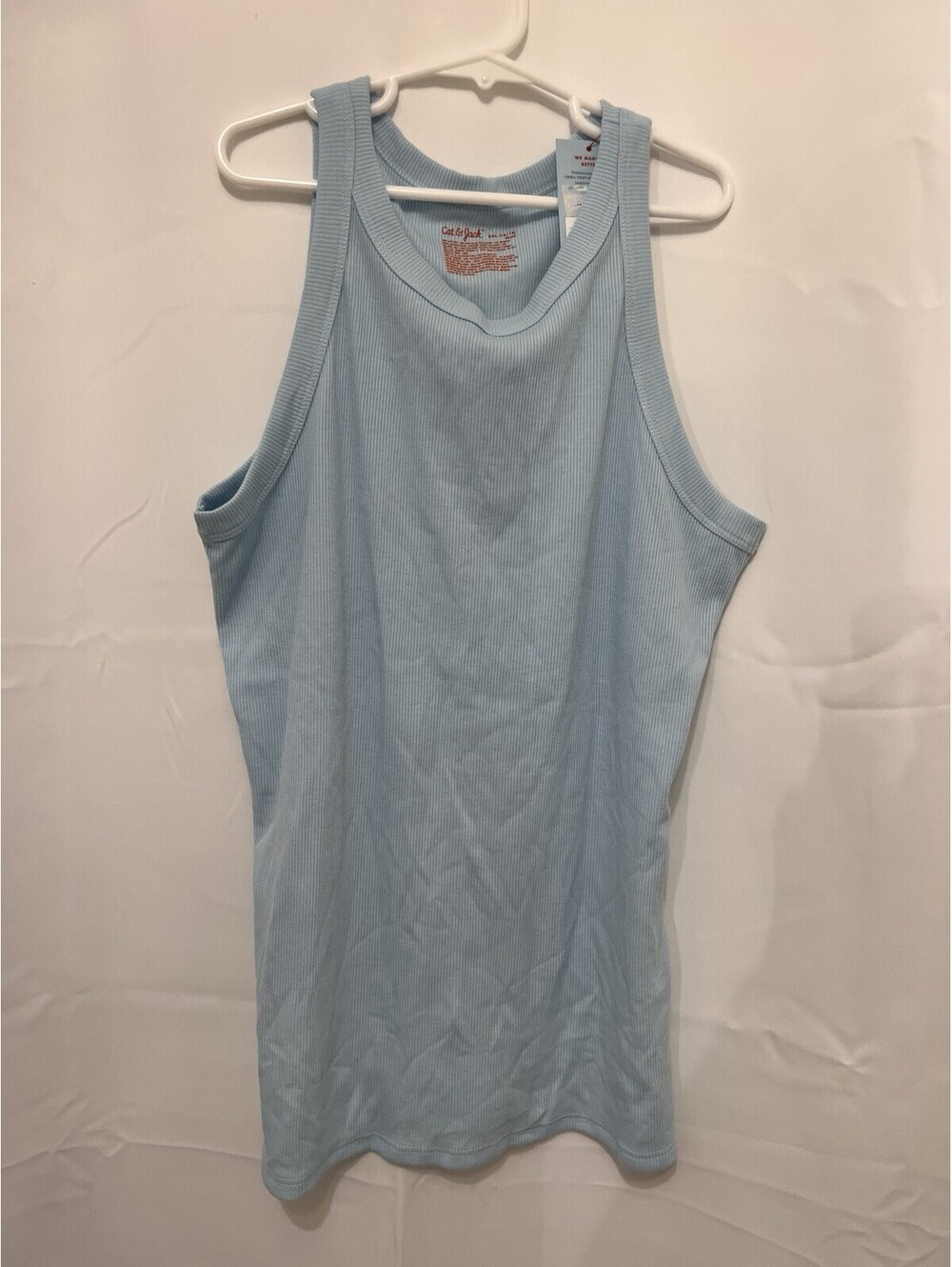 Cat & Jack Girls XXL 16/18 Plus Blue Ribbed Tank Top Sleeveless NWT